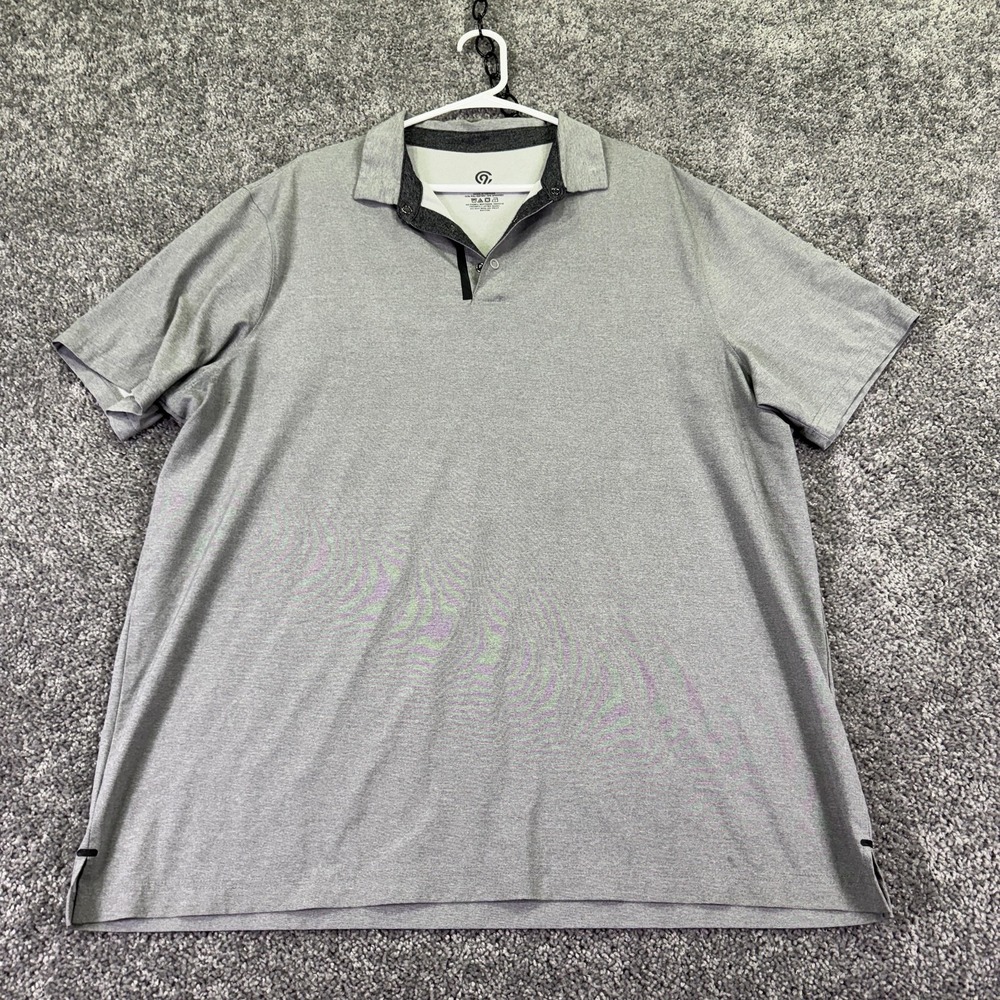 C9 Champion Polo Shirt Mens 2XL Gray Solid Stretch Tagless Casual Summer Top